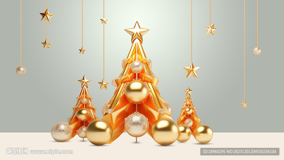 金色绸带圣诞树