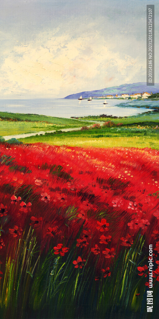 花海风景油画