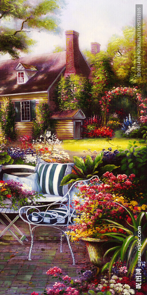 花园景风景油画