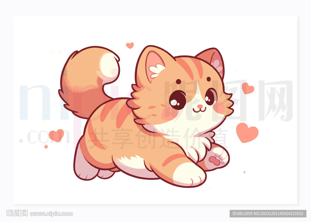 可爱卡通小猫贴纸设计