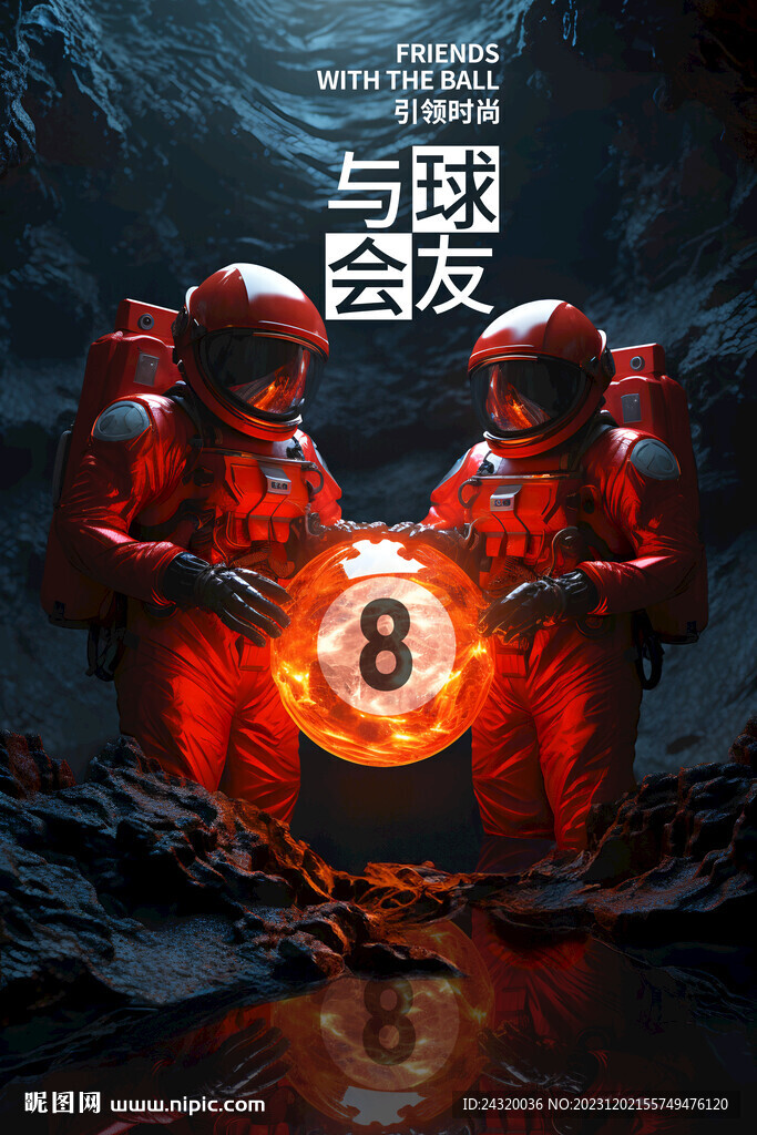 太空人台球广告壁画背景装饰设计
