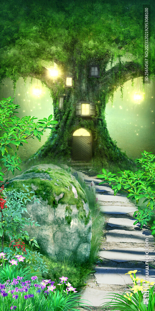 小路绿色森林玄关