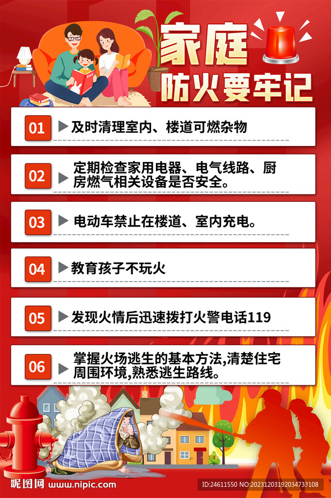家庭防火知识宣传海报
