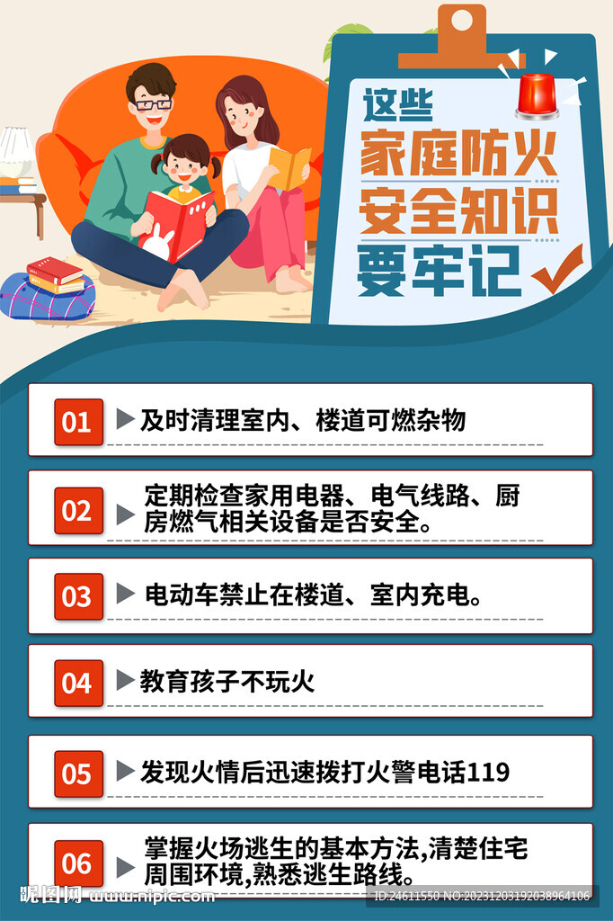 家庭防火知识海报