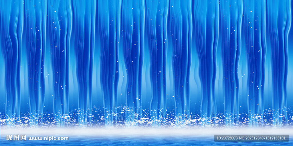 流水生财瀑布装饰画