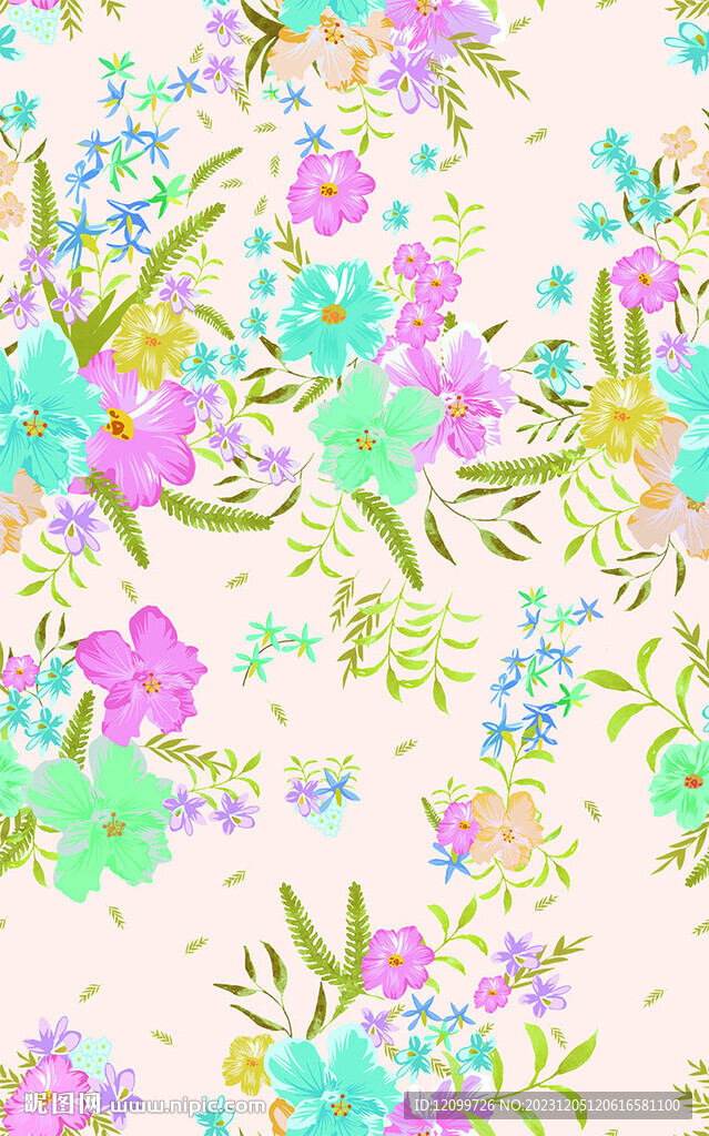 数码印花线条花朵