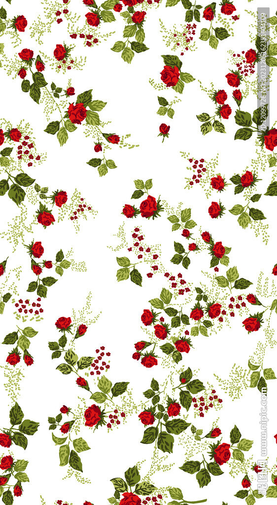 乱花叶子花朵数码印花