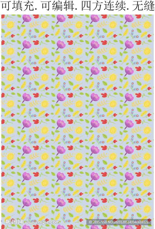 卡通花朵花纹  服装印花