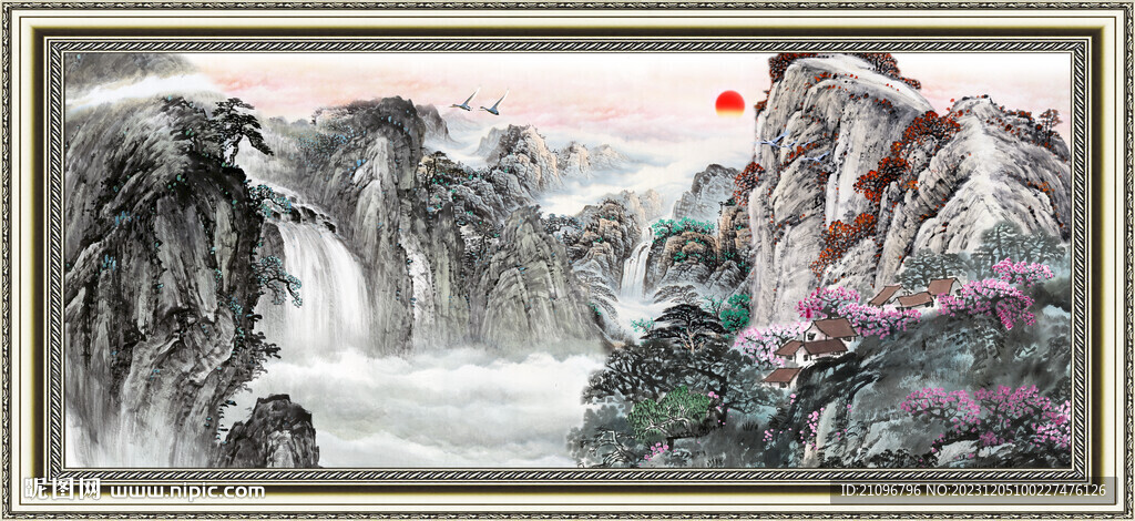 聚宝盆山水画