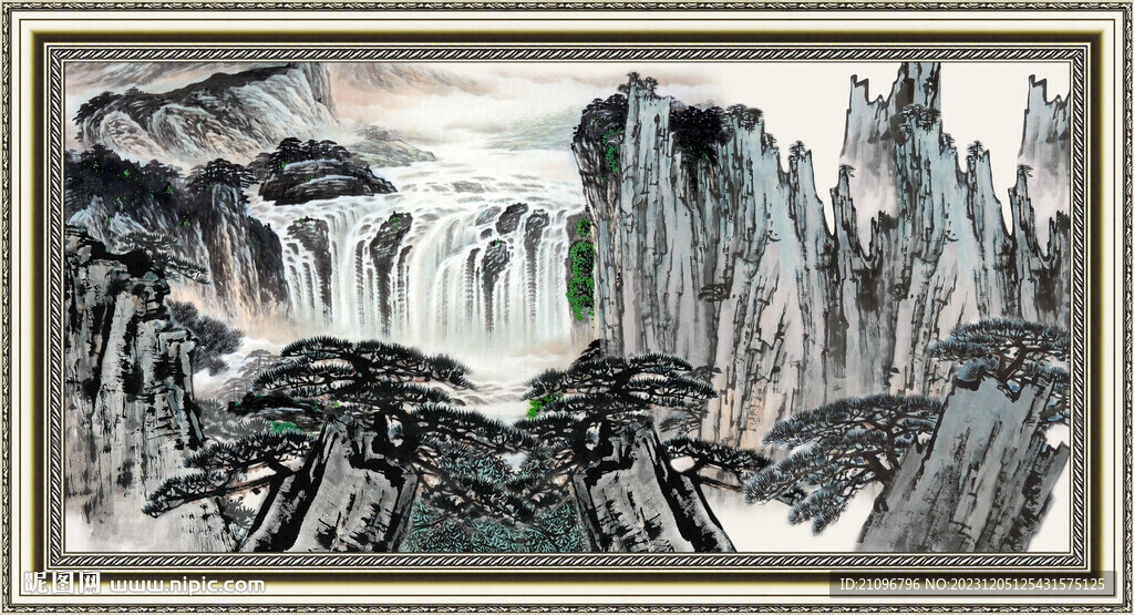 聚宝盆山水画