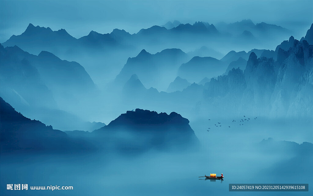 空灵意境山水风景唯美写意背景