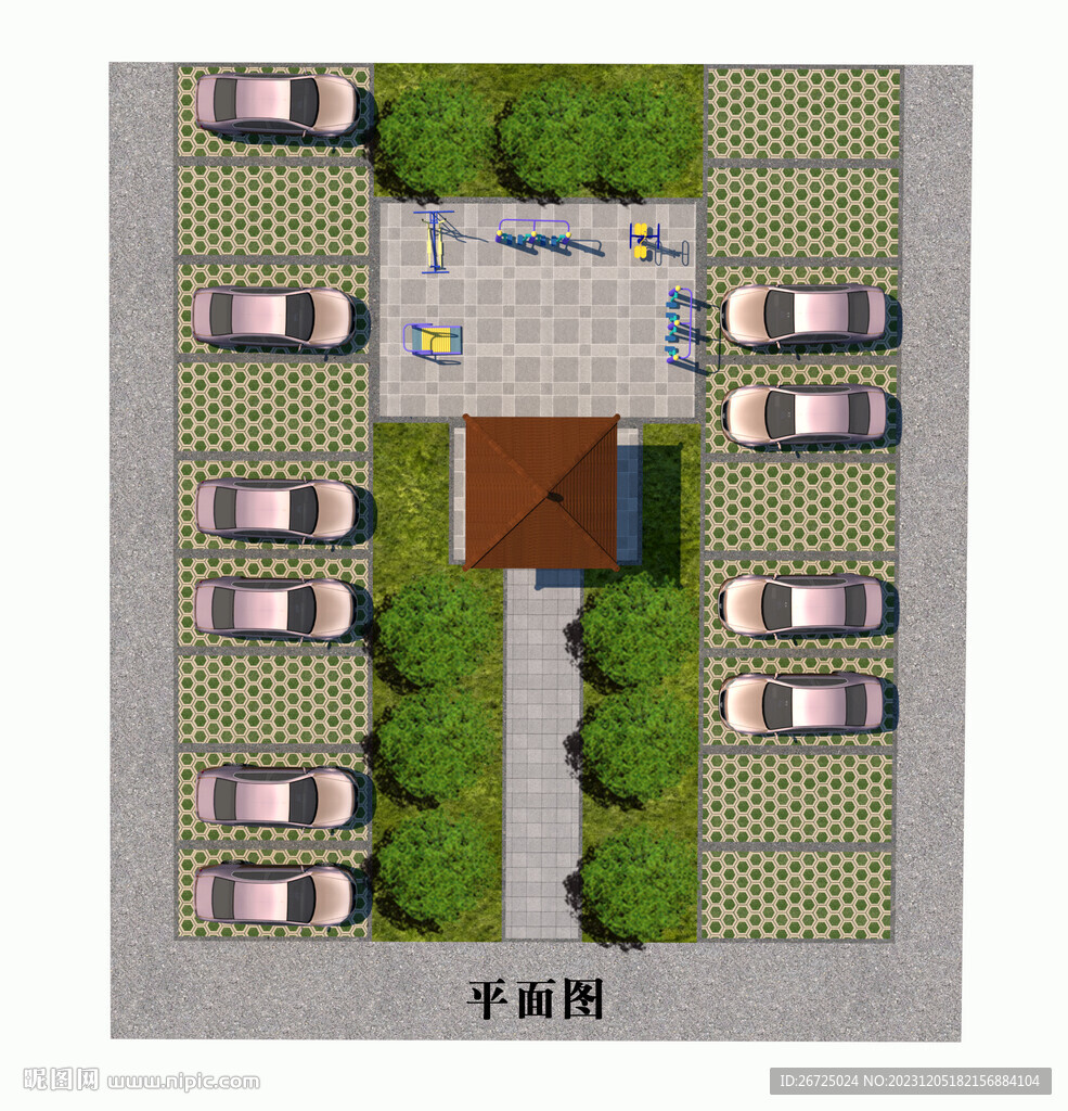 小区停车场设计案例彩色平面图