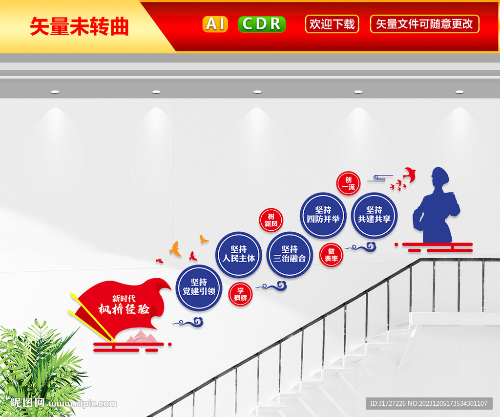 枫桥经验楼梯文化墙