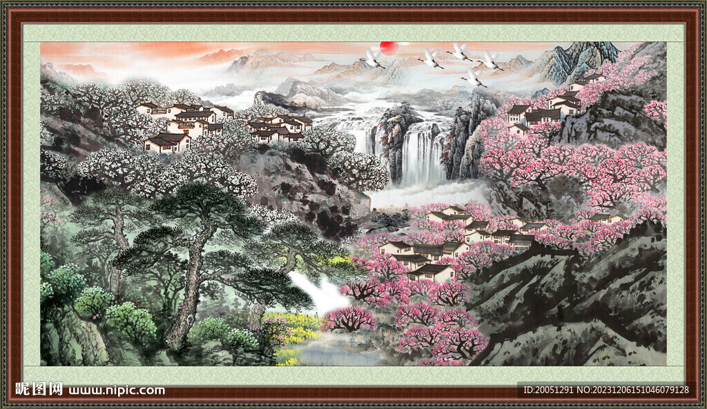 瀑布流水 