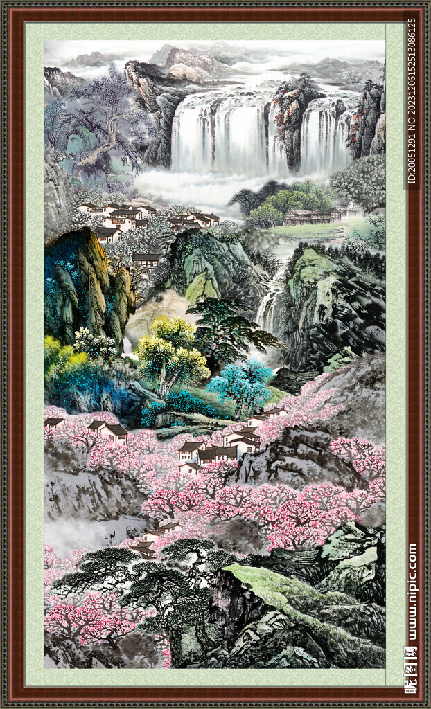 风景画竖幅 