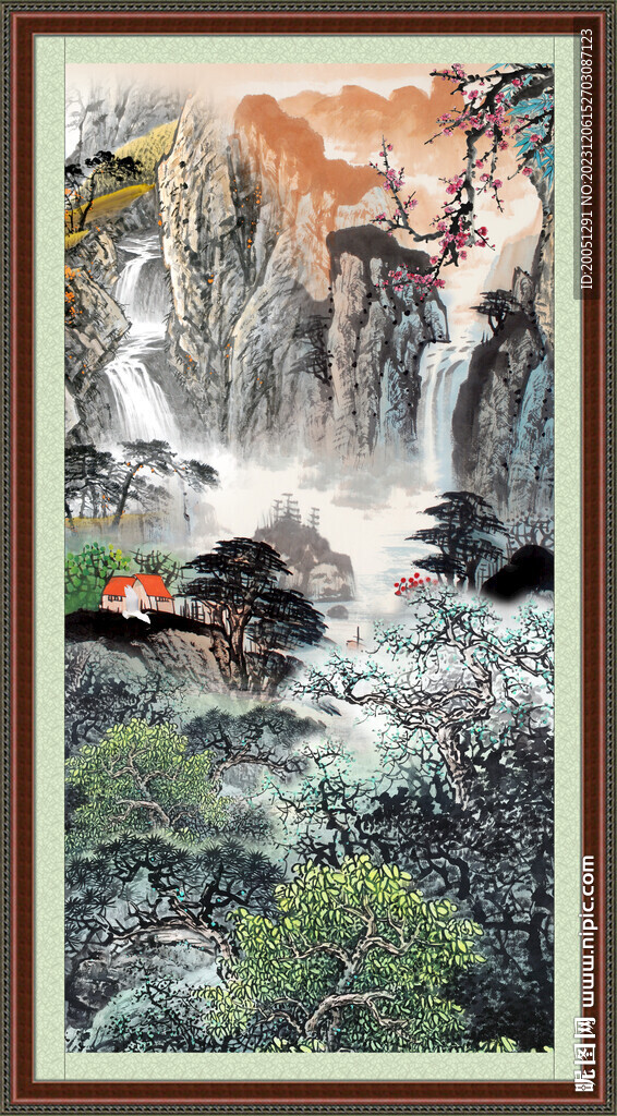 风景画竖幅 