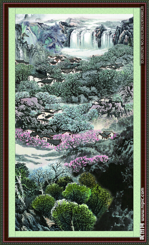风景画竖幅 