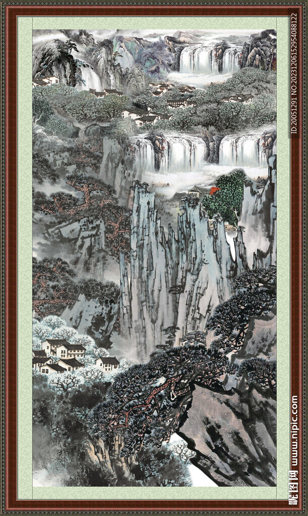 竖式山水画 