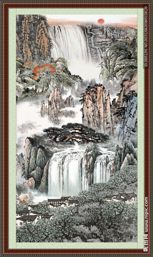 竖式山水 