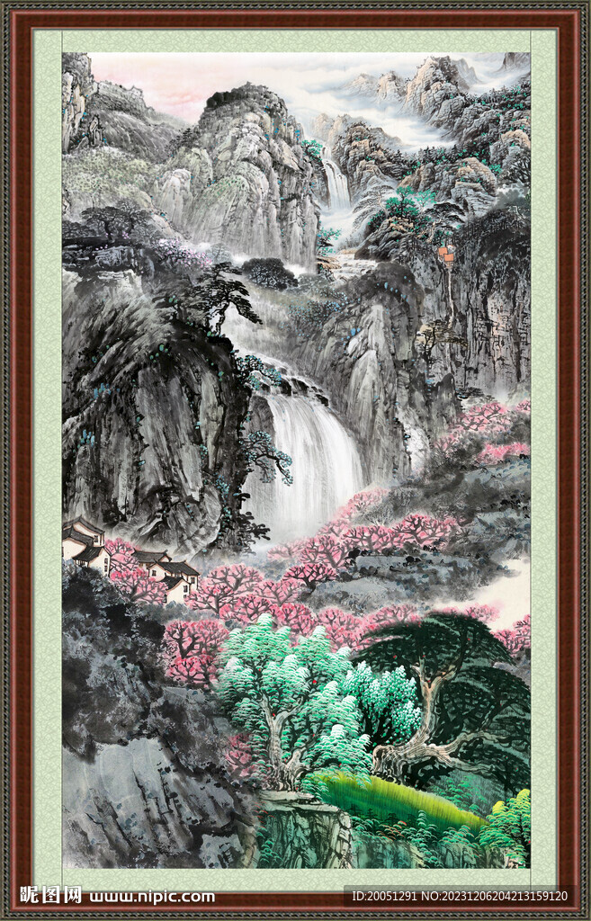 竖式山水 