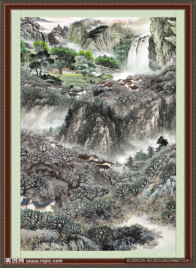 竖幅山水 