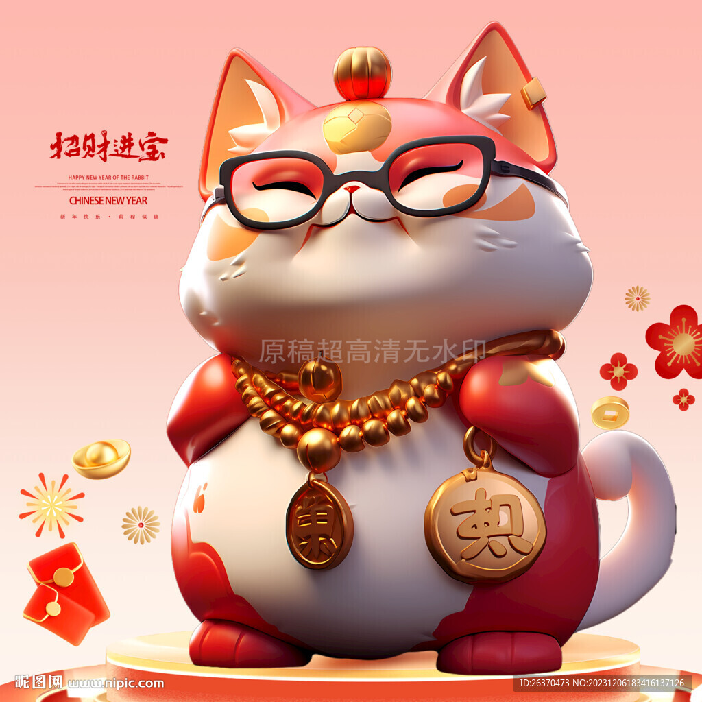 发财猫吉祥物摆件