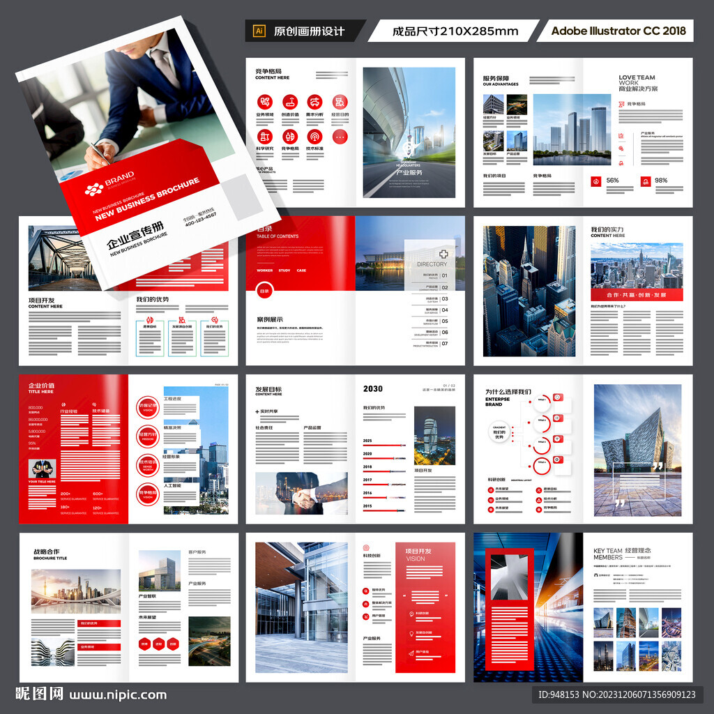 红色企业宣传册