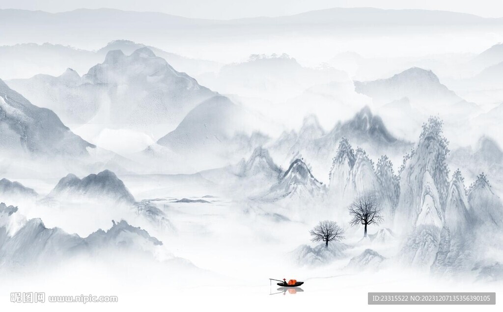 新中式山水背景墙