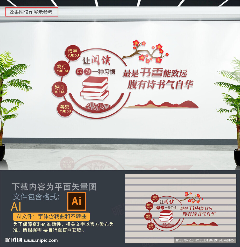阅读标语图书室文化墙