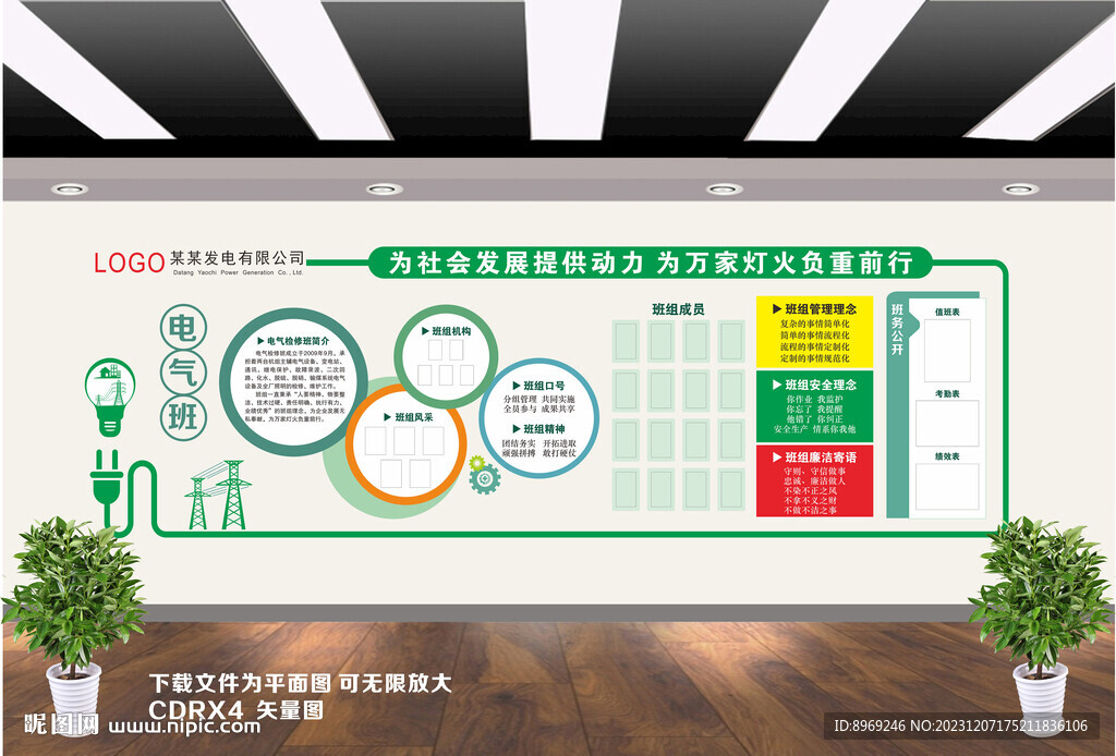 电厂电气班组文化墙
