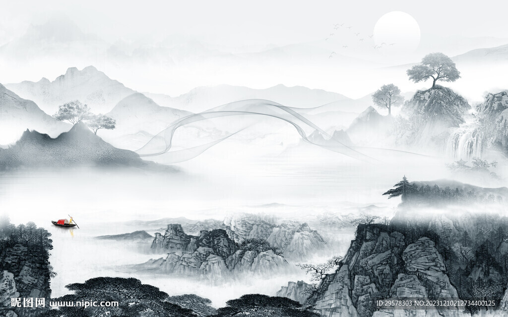 中式简约山水 TIF分层