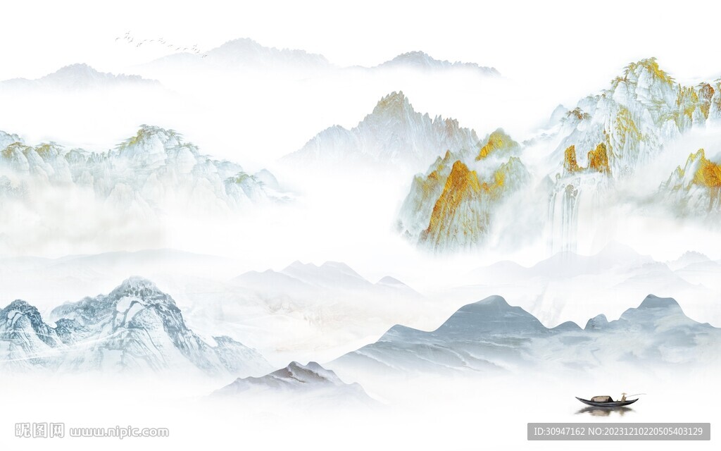 简约 现代中式山水 TIF分层
