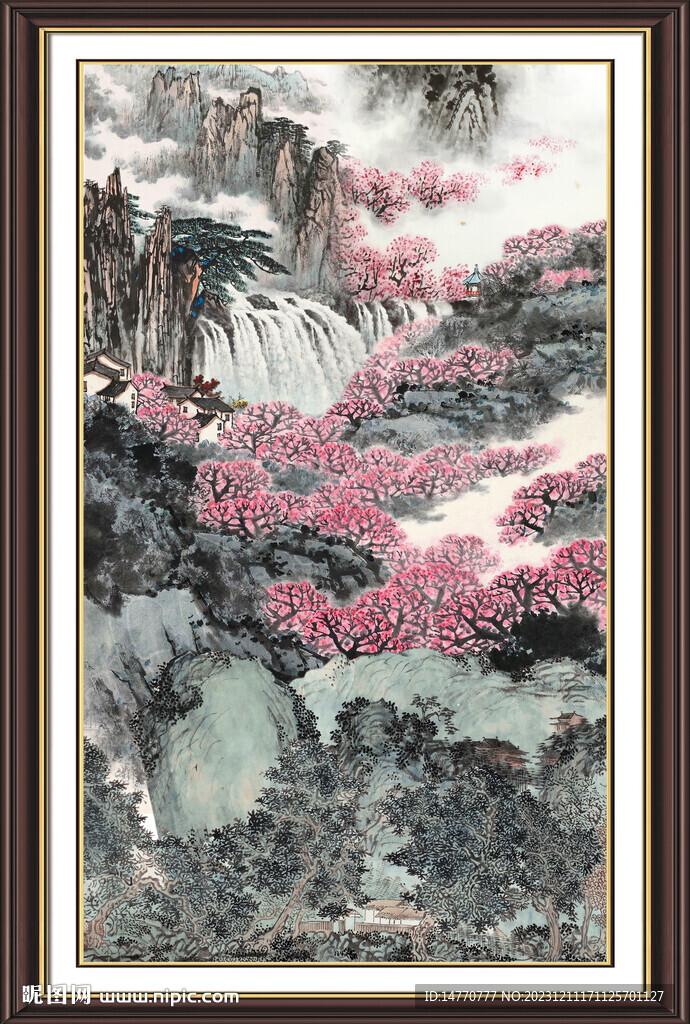 竖幅山水画 