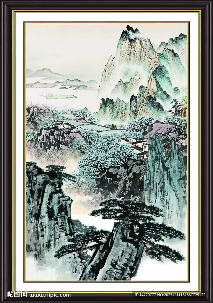 竖幅山水画 