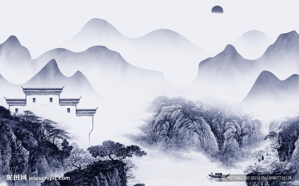 别墅 最新中式山水 TIf分层