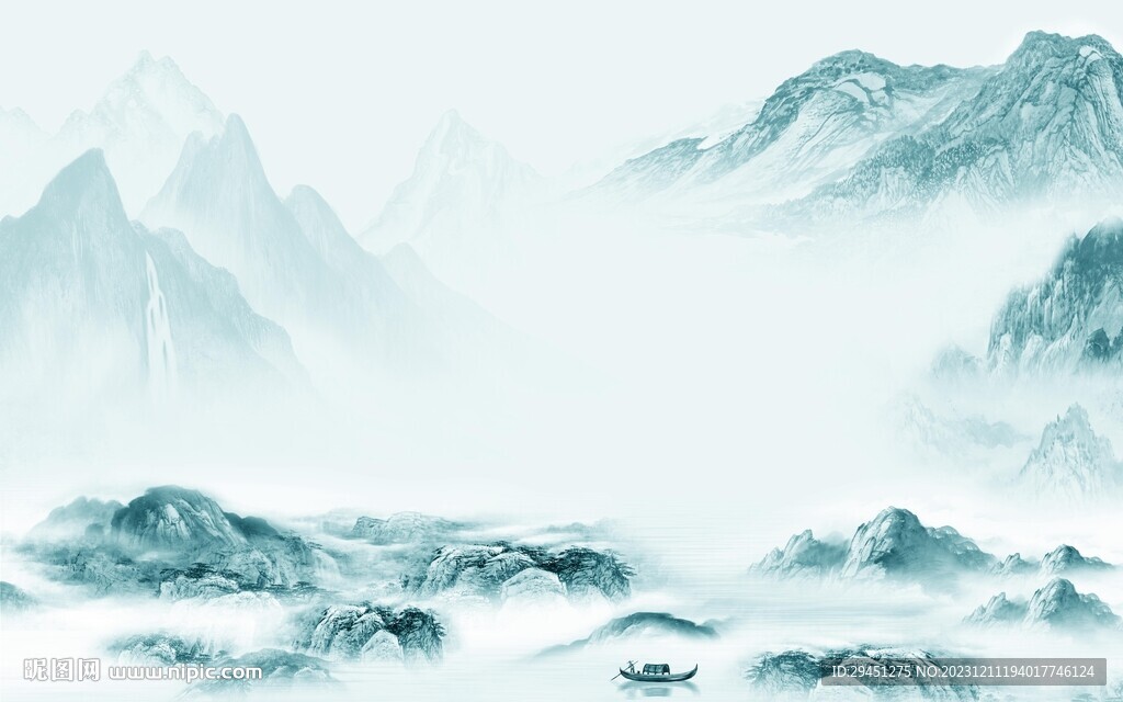 爆款 中式高端山水 Tif分层