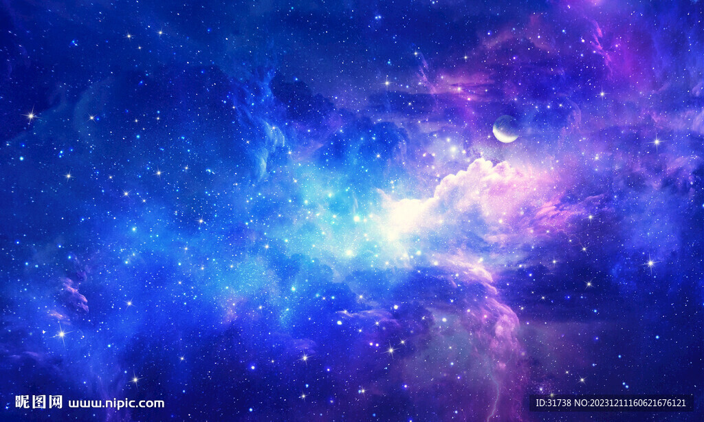 蓝色星空星云背景图