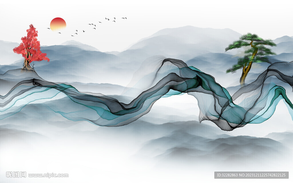 高清 意境新山水画 Tif分层