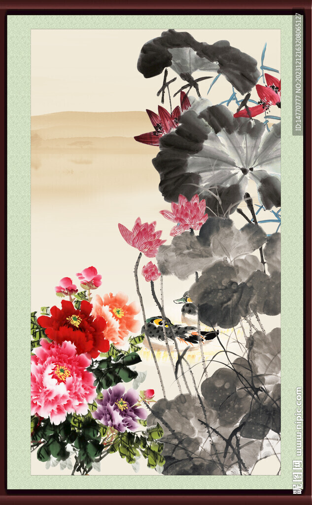 国画荷花 
