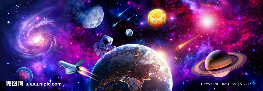 梦幻星球太空黑洞宇航员宇宙背景