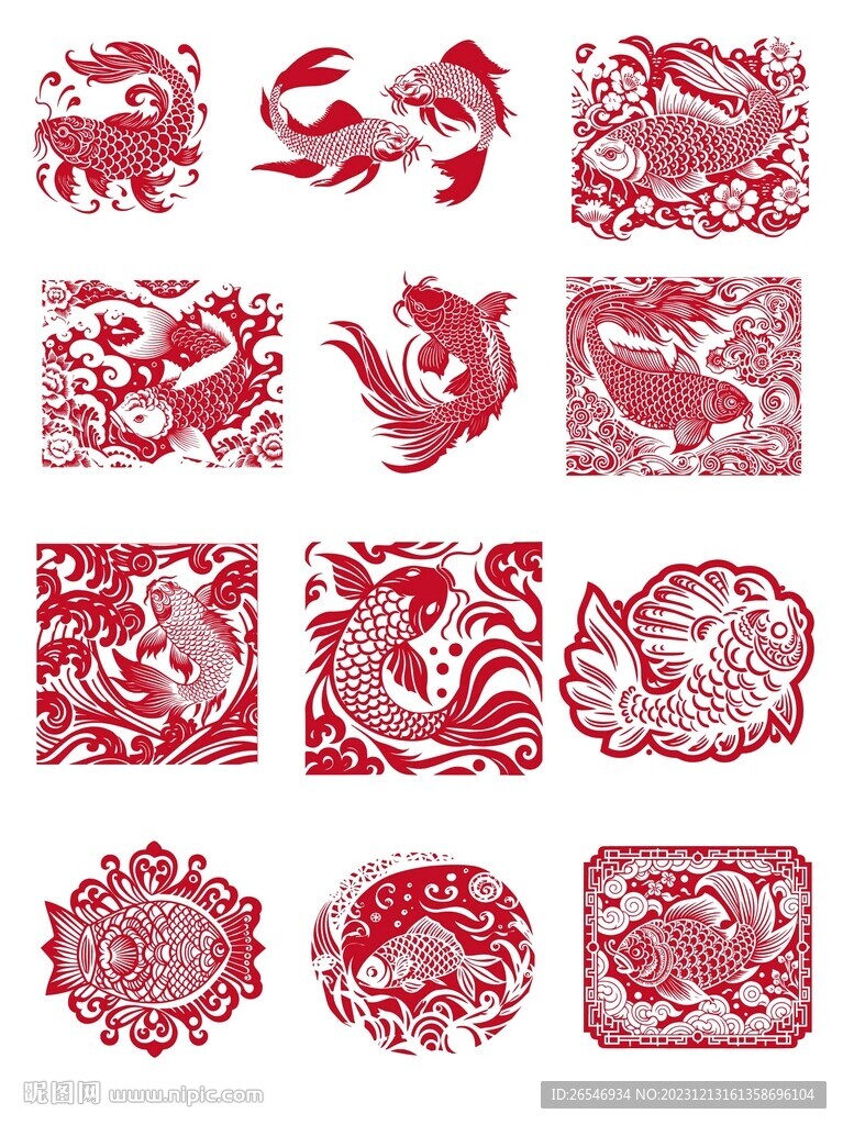 鱼剪纸素材