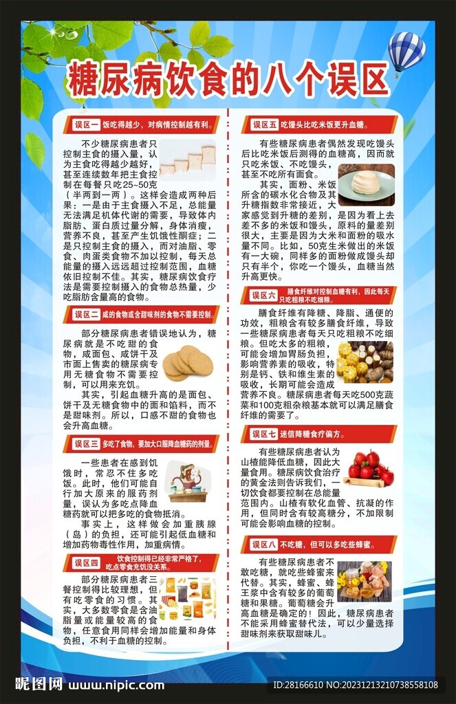 糖尿病饮食误区海报