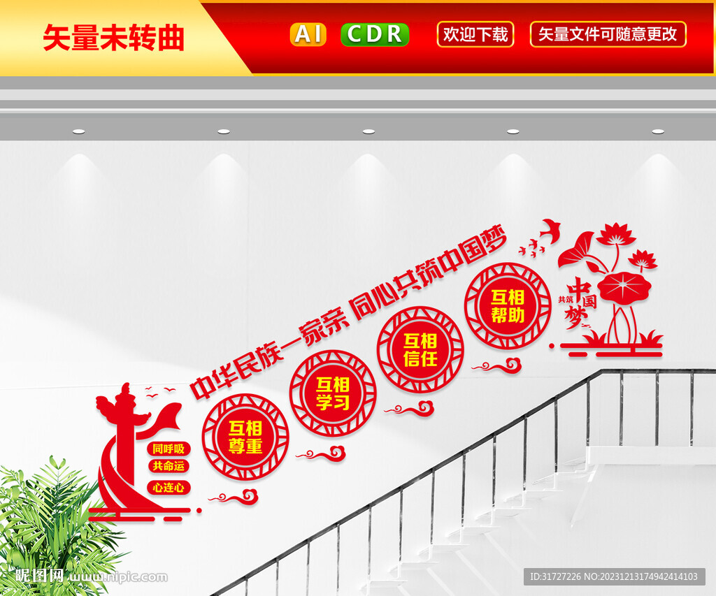 民族团结楼梯文化墙