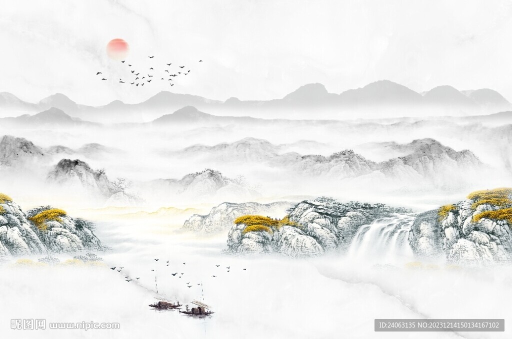 新中式水墨山水画
