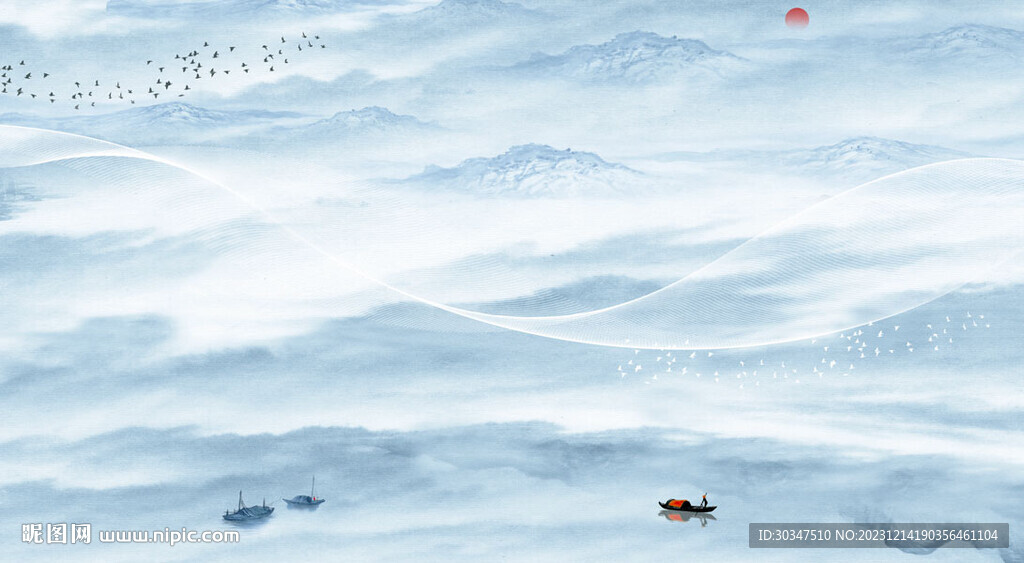 新中式水墨山水画