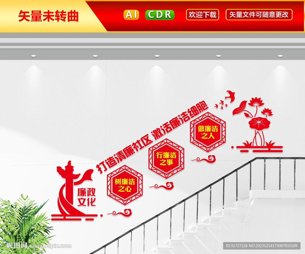 清廉社区楼梯文化墙