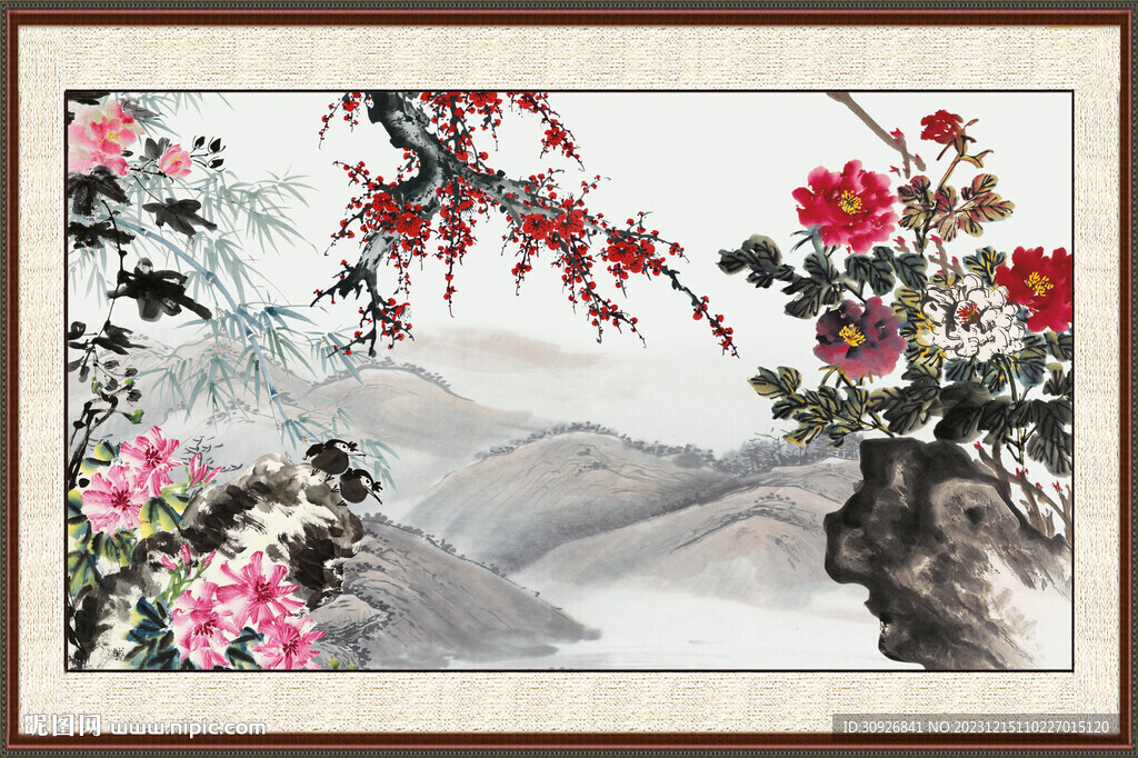 国画牡丹 