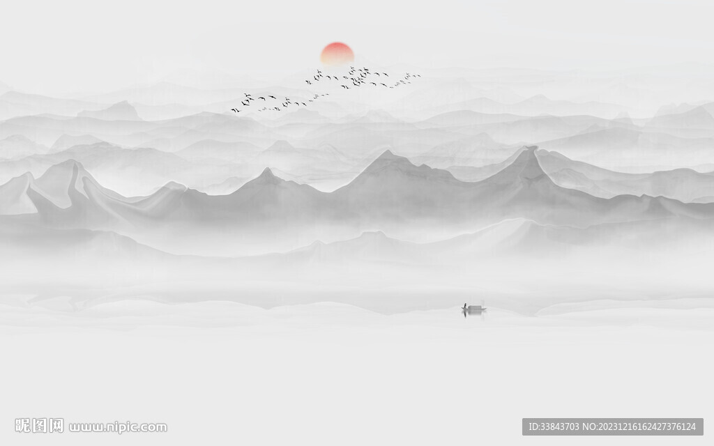 新中式水墨山水画