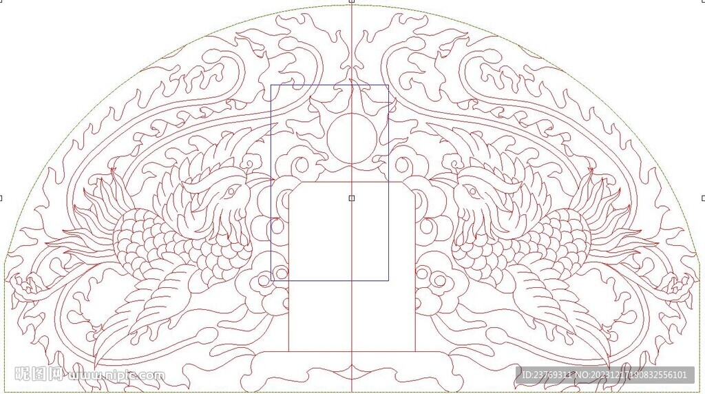 线雕龙凤墓碑头线条精雕图雕刻图