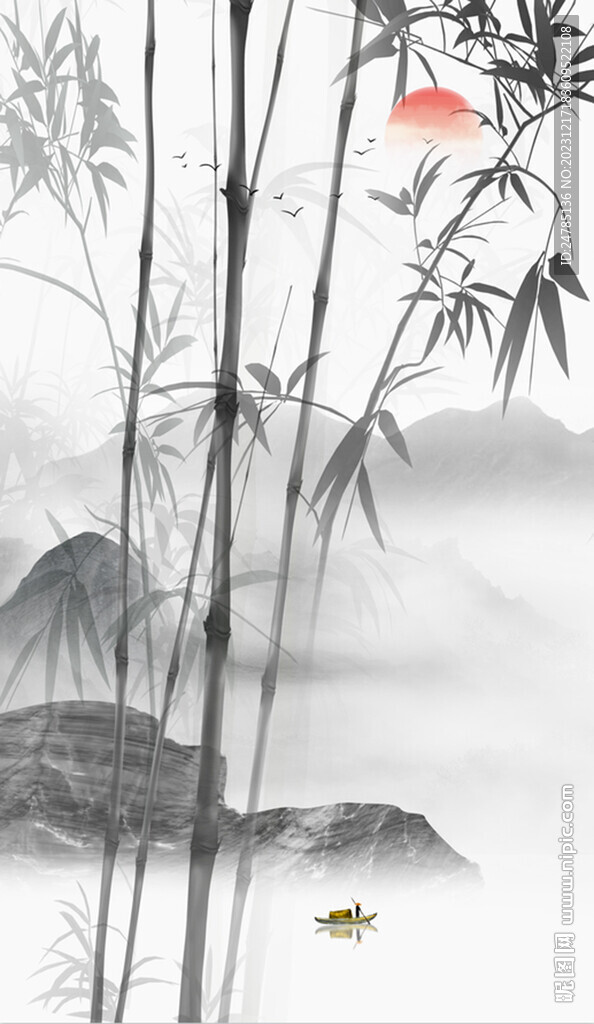 竖幅水墨竹子